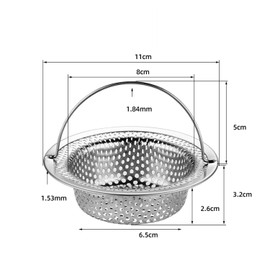 Pack of 2 Drain Strainers, Kitchen Sink Strainer, Stainless Steel Sink for Kitchen, Sink, Strainer, Clogging Protection, Kitchen Drain Sink (11 x 8 x 2.6 cm) (Silver, Black)