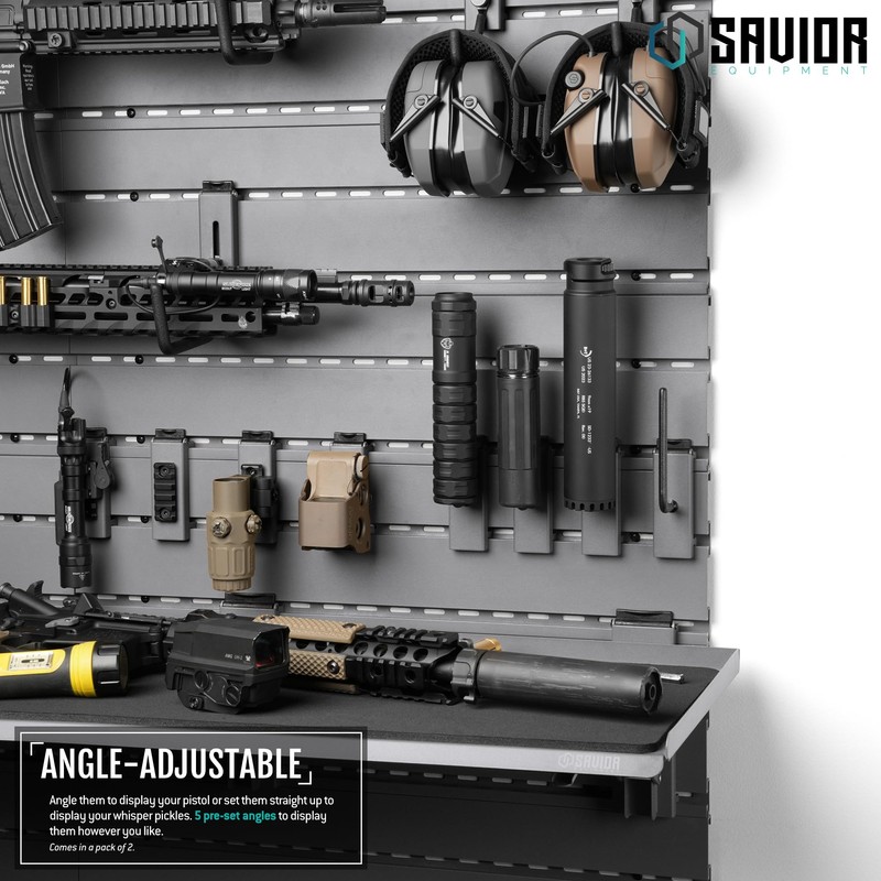 Savior Equipment Wall Rack System Angle Adjustable Pistol Barrel Holder