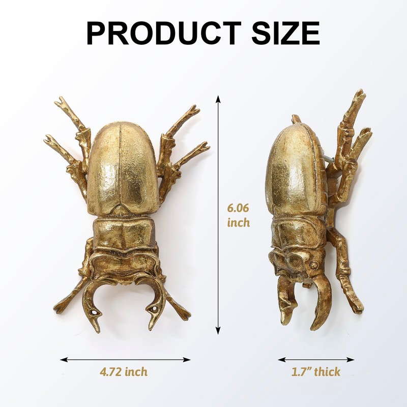 Xinleitan Gold Insect Wall Decor - Unique Bug and Beetle
