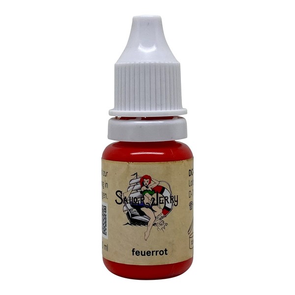 Sailor Jerry Tattoo Fire, Red 10 ml. Made in Germany with Certificate. Ink Tattoo Ink, Tattoo Ink, Distributed by Han Sen Trading & Consulting GmbH