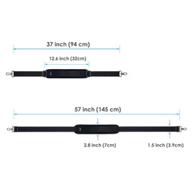 Shoulder Strap, ZINZ 57" Padded Adjustable Shoulder Bag Straps Replacement for Bags with D-ring (Black, 145cm)