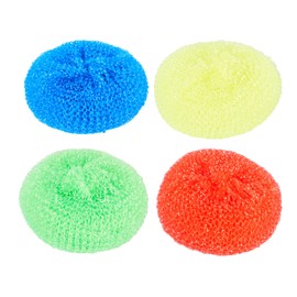 Restaurantware Plastic Dish Scrubbers, Pack of 40 Professional Assorted Scouring Pads, Colorful Non-Scratch Tight-Woven Plastic Mesh Round Scrubbers for Kitchen, Dishes, Countertop