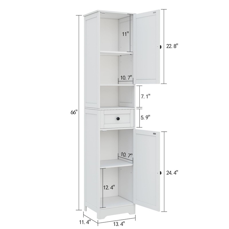 Hogxp Tall Bathroom Cabinet,Storage Cabinet with 5 Shelves & 1