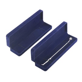 LETURE 2 Pieces Long Velvet Chain Necklace Gift Box Set, Bracelet Storage Case, Jewellry Display Box for Wedding, Engagement,Proposal, Birthday and Anniversary (Blue)