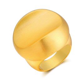 Aprilery Gold Rings for Women, Fashion 18K Gold Plated Ring Statement Chunky Ring Band Geometric Design Cocktail Costume Jewelry for Girls Teens Gifts for Her (Gold Groove, 8)