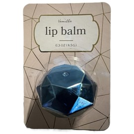 Vanilla Lip Balm, Geometric Design, 0.3 oz, Blue Crystal Shape (Blue)