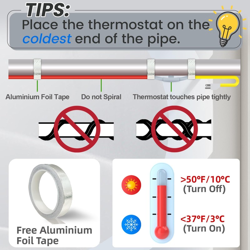 YeloDeer Heat Trace for Pipe Freeze Protection, Water Pipe Heat