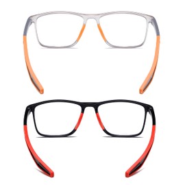 JOON-joon Reading Glasses Men 2 Pairs Sports Style Comfortable and Flexible Blue Light Blocking Readers for Men+1.5(Yellow&Red)