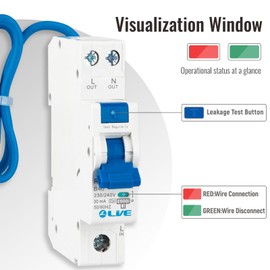 LAIWO Type A-40mA Circuit Breaker, RCD, 40 Amps, Panel Mount, B Curve 30mA Leakage Protection, 6kA Breaking Capacity