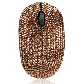 Bling Dazzling 2.4GHz Wireless Silent Mouse Covered with Rhinestone Crystal, Crystallized Mouse with USB Receiver, Compatible with Notebook, PC, Laptop, Computer, MacBook,Great Gift (Blue)