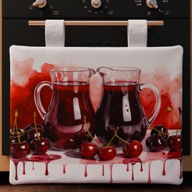 PETTI Artigiani Italiani - Accessori Tessili da Cucina, Copriforno 40x50 cm in Microfibra, Copri Forno Moderno in Stampa Digitale Ciliegie, 100% Made in Italy