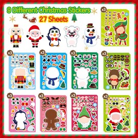 Christmas Stickers, 27 Pcs Christmas Stickers for Kids, Christmas Crafts for Kids, Make Your Own Stickers DIY Christmas Gifts Stocking Stuffers for Christmas Activities Games Party Favors Supplies