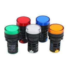CZKE 10pcs 22mm Indicator Light 12V 24V 220V 380V LED Power Indicator Pilot Signal Light AD16-22DS Panel Mount Lamp Multicolor 20mA (Size : 24V Red)