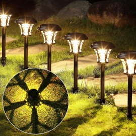 DERAYSION 6 Pack Outdoor Glass Lights Solar Pathway Garden Yard Landscape Driveway Lights