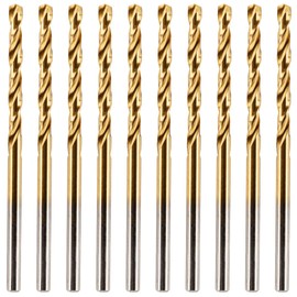 Box of 10 x 2.5mm HSS M2 Fully Ground Jobber Drill Bit Tin Titanium Nitride Coated DIN338 Standard (2.5mm x 57mm)