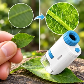 Pocket Microscope for Observation – 60x–200x Magnification with LED Light for Learning and Exploration