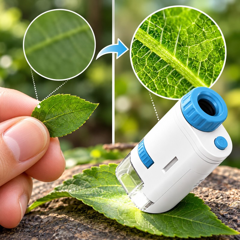 Pocket Microscope for Observation – 60x–200x Magnification with LED Light