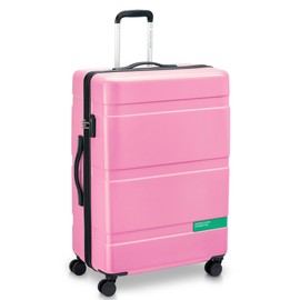 United Colors of Benetton Now Hardside Luggage with Spinner Wheels, Light Pink, Checked-Large 27 Inch
