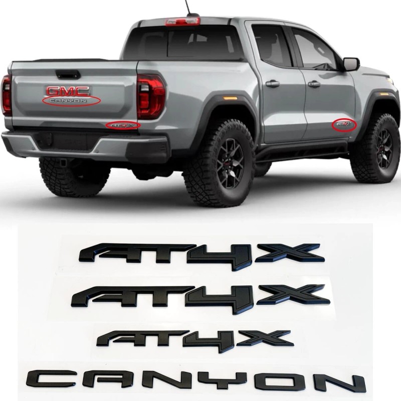 GMC 5PC Blackout Doors Rear AT4X Canyon Emblems Badge 2023-2025