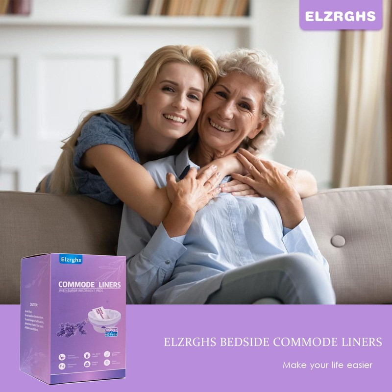Elzrghs Commode Liners with Absorbent Pads for Bedside Commode, Commode