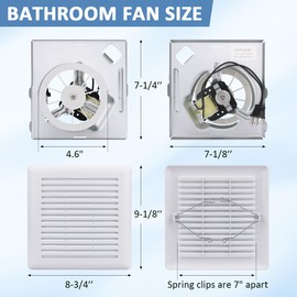 WKZO 696N-R02 B Unit & C350GN Bathroom Fan Grille Replacement for 690 693 695 696N，97017068 Bath Exhaust Vent Cover and S97012026 Fan Motor Assembly for 663，688 Ventilation Fans，White