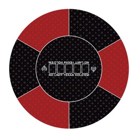 LERYG Round Poker Mat,39/47/55/63 inch 6-10 Person Texas Rubber Mat, Foldable Tabletop, Portable Tabletop, Suitable for Games, Blackjack, Casino Layout(Red 120 * 120CM)