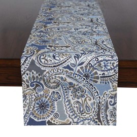Mika Home Paisley Table Runner for Home Decor 13X90 Inches Blue Brown Seasonal Dining Table Decoration for Home