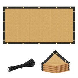 Amgo 7' x 11' SandBeige Custom Size Shade Cloth with Grommets - 90% Sunblock, Durable Mesh Fabric Tarp for Dog Kennel Cover, Fence Privacy Screen, Greenhouse, Chicken Coop & Pet Playpen