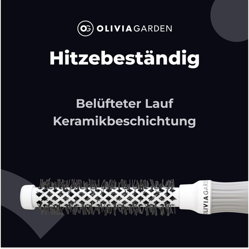 Olivia Garden - Expert Blowout Shine Hairbrush, White and Grey,