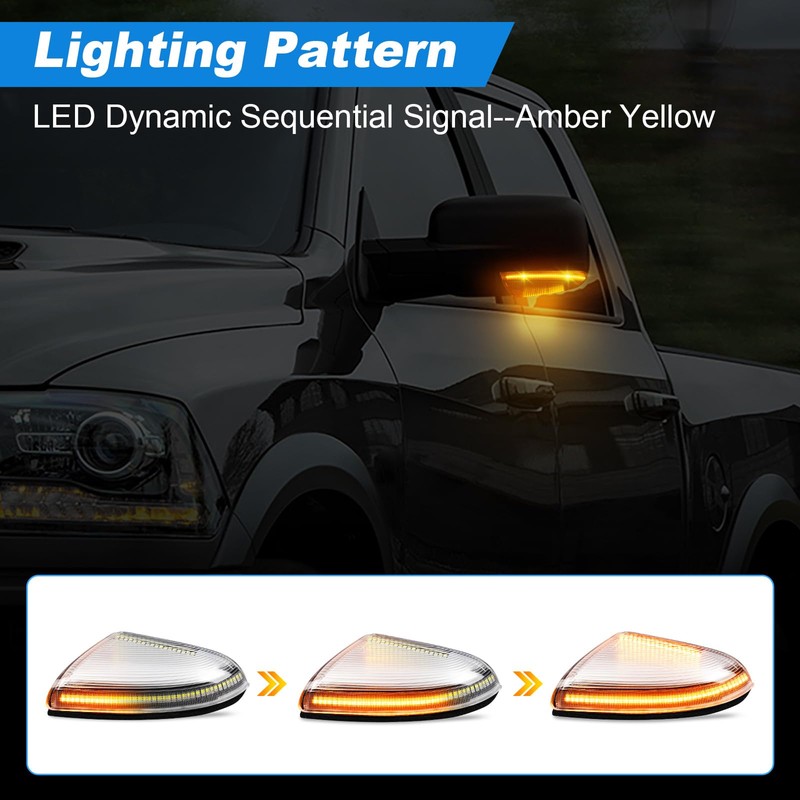 BORDAN LED Ram Side Mirror Turn Signal Puddle Light fit