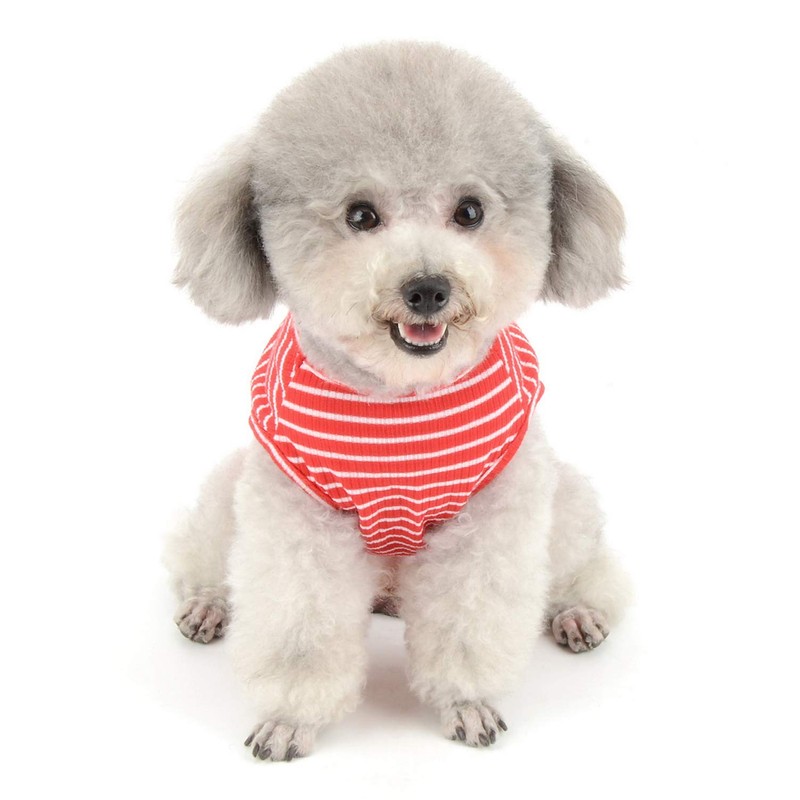 SMALLLEE_LUCKY_STORE Basic Pet Knitted Cotton Striped Tee Shirt for Small
