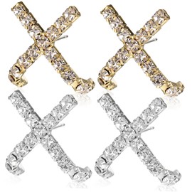 Ipetboom 2 Pairs Cross Earrings for Women with Shiny Cubic Zirconia Lightweight Statement Jewelry for Holidays and Special Occasions for Mothers and Daughters