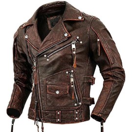 Cheemaz Men’s Vintage Negan Cowhide Brown Biker Riding sleeveless Motorcycle Leather Vest (as1, alpha, 3x_l, regular, regular, Brown Negan Jacket)