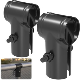 ForoGore 2 Pcs T Pipe Clamps - 1-5/8" x 1-5/8", Chain Link Fence End Clamps (Black)