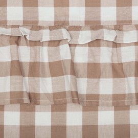 VHC Brands Annie Buffalo Portabella Check Farmhouse Ruffled Prairie Swag Curtain Set 36x36x18