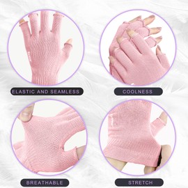 GSAFEME Cotton Gloves for Dry Hands - Fingerless Touchscreen Moisturizing Gloves for Sleeping - Cotton Eczema Gloves for Men and Women, Pink L/XL 1 Pair