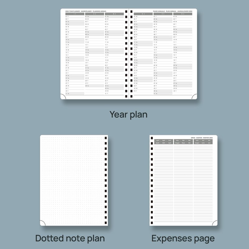 POPRUN Calendar 2026 Weekly Planner 22 x 16.5 cm, 17-Month