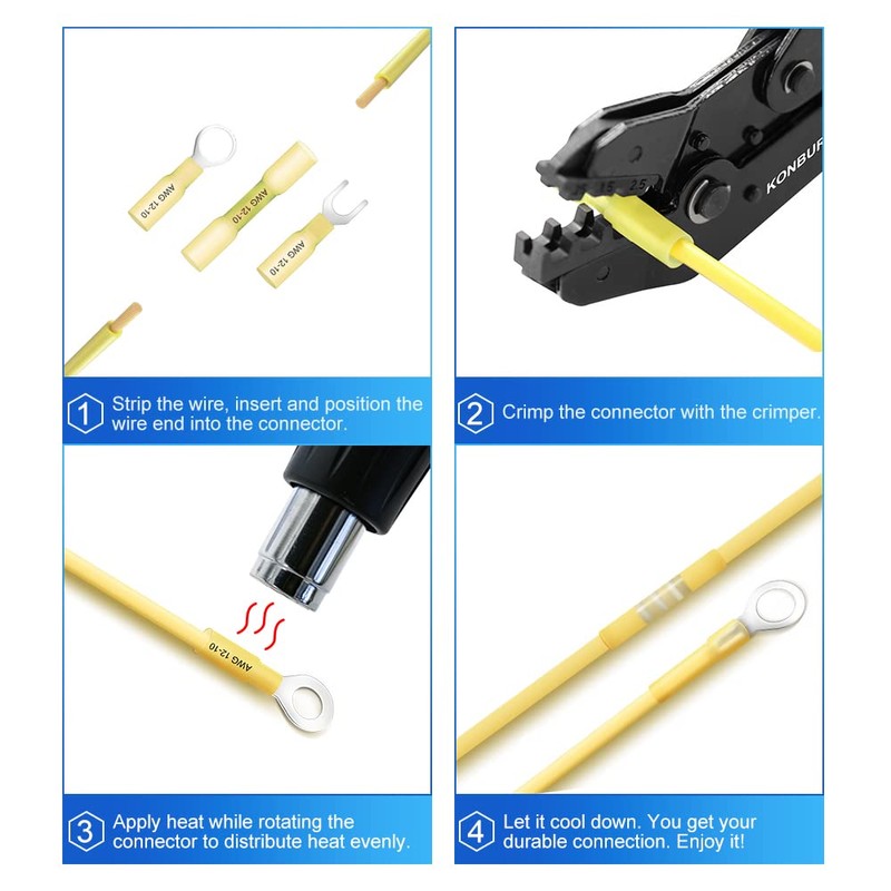 KONBUR 580Pcs Heat Shrink Wire Connectors -Insulated Electrical Terminals Kit-