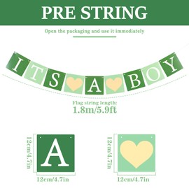 SUNBEAUTY Sage Green It's A Boy Banner Baby Boy Shower Decorations Baby Shower Boy It's A boy Sign Baby Gender Show Party Favors Pregnancy Announcement