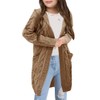 Shanfetl Girls Autumn Hooded Open Front Sweater Cardigan Cable Knitted