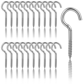 JIEYAO Pack of 20 Small Stainless Steel Screw Hooks for Screwing 45 mm Ceiling Hook Screws with Thread Screw-In Hooks Wall Hooks Mounting Hooks for Hanging Plants Tea Cups Keys