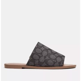 Coach Hazel Sandal In Signature Jacquard Size 7B CI054 Color Black