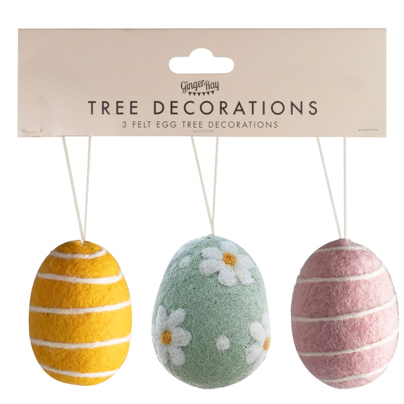 Ginger Ray Handmade Felt Pastel Easter Egg Decorations for Hanging