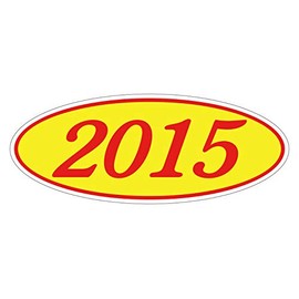 EZ Lettering LINE 2015 Oval Model Year Window Stickers RED Numbers ON Yellow 12 Per Pack CAR Dealer AUTO DEALERSHIP Windshield 4 Digit Year