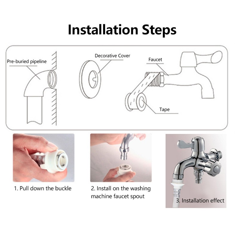G1/2in Copper Multifunctional Dual Use Quick Open Faucet Washing Machine