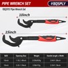 YBQSPLY Pipe Wrench Set, 10” and 15” Self Adjusting Wrench