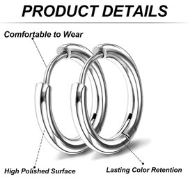 CJQRL 7 Pairs of Mini Hoop Earrings, Small Hoop Earrings, Silver Small Hoop Earrings for Women Girls Hypoallergenic Cartilage Daith Helix Piercings Earrings for Multiple Piercings 8-20 mm