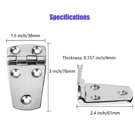 Marine Boat Hatch Hinges Stainless Steel, 3 inch x 1.5 inch(76 x 38mm) 5 Holes, No Noise, Heavy Duty 316 Stainless Steel with Screws (6 PCS)