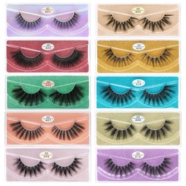 FARRED FARRED Wholesale False Lashes 10 Pairs 10 Styles Medium Length Vegan Eyelashes Fluffy Volume Strip Lashes Bulk 10 Portable Boxes Fake Eyelashes Mixed Natural Look 3D Faux Mink Lashes(mix 10pairs)