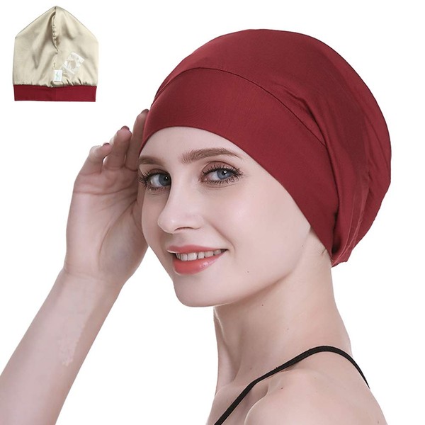 Slap Hat 100% Mulberry Silk Satin Lined for Natural Frizzy Hair Women